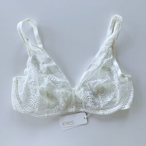 NWT ERES Belle de Nuit Lace Unlined Underwire Triangle Bra in Ivory Size 32D